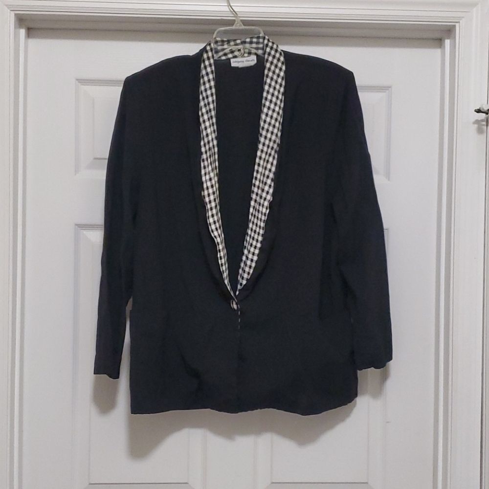 Intriguing Threads Black Gingham Collar Jacket - image 1